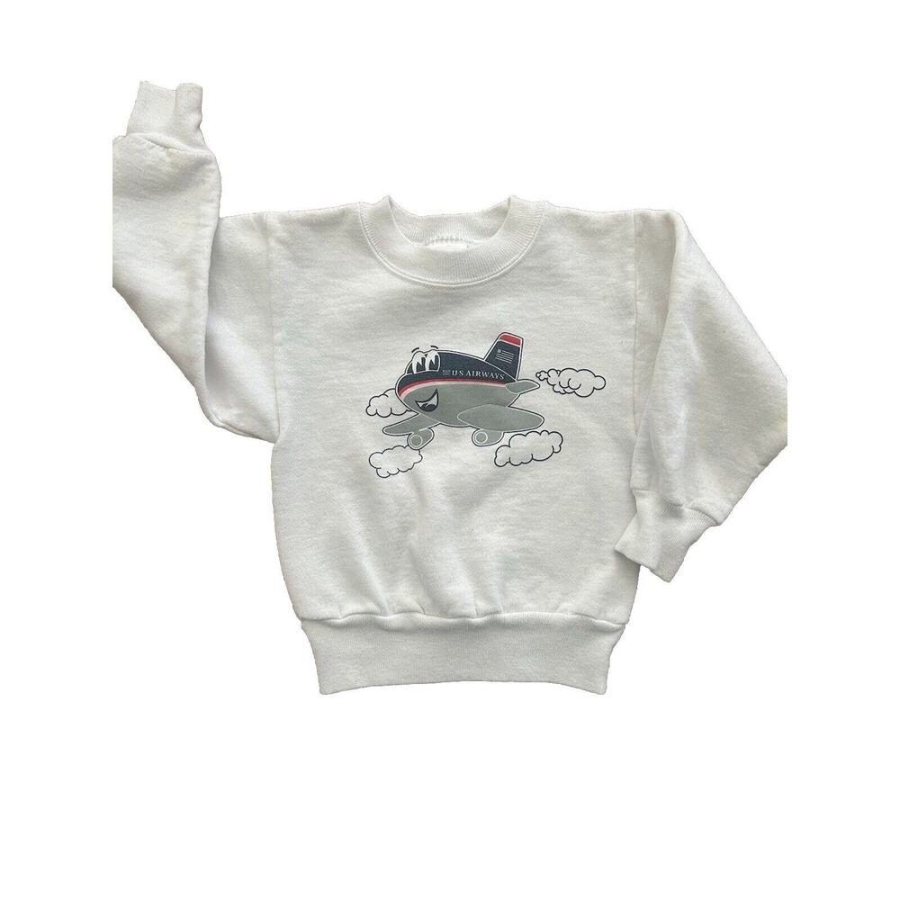 Hanes White Kids Sweatshirt with Airplane Design